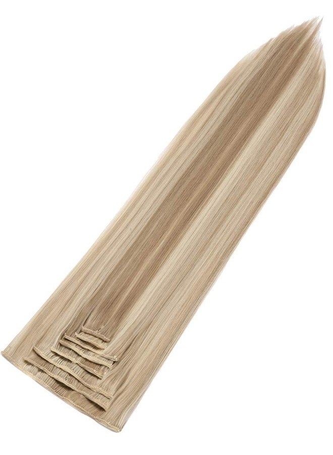 S-noilite 8pcs Clip In On Hair Extension 26" Full Head Long Straight Mixed Blonde Clip in Hair Extenisons Thick Synthetic Hairpieces for Women (26", Sandy Blonde Mix Bleach Blonde) - Image 3